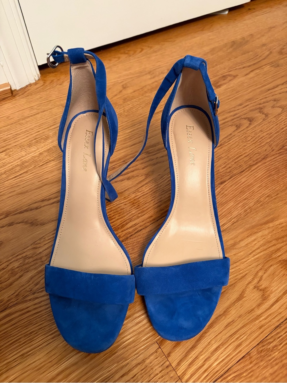 Essex Lane Cobalt Blue Suede Ankle-Tie Heels
